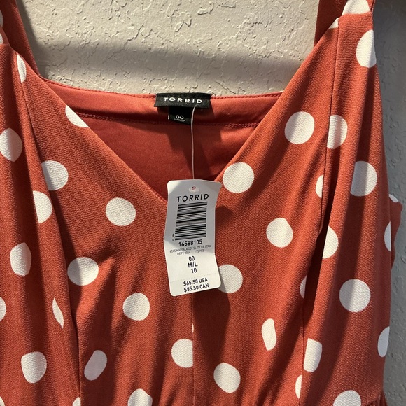 Torrid Rust and White Polka Dot Dress - Picture 4 of 4